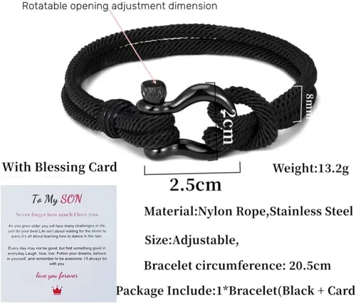 Vista 2 de CHICING Pulsera To My Son regalo de mamá y papá siempre estaré contigo pulsera significativa hecha a mano regalos de cumpleaños y graduación