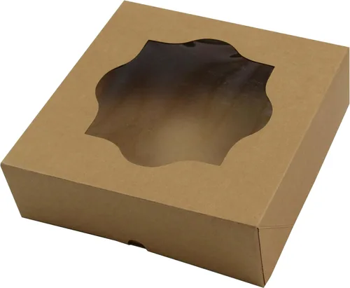 Vista 10 de Global Sugar Art Caja de panadería marrón de 8 x 8 x 2.5 pulgadas para tartas, galletas, pasteles, brownies, quiche y todos los productos horneados.