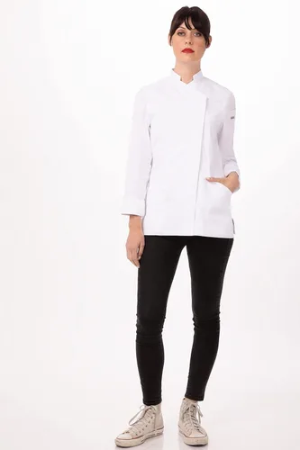 Vista 4 de Chef Works Marrakesh V-Series - Abrigo de chef para mujer