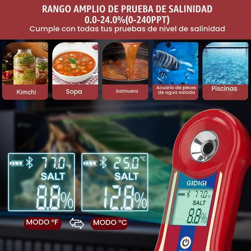 Vista 3 de Digital Brix y refractómetro de salinidad, prueba inteligente del azúcar 0.0-60%