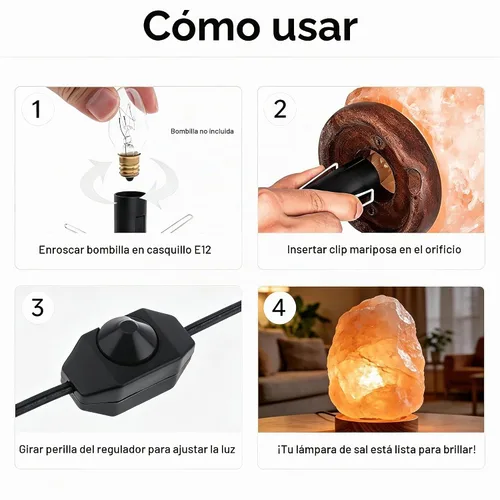 Vista 5 de RTNLIT Reemplazo del cable de la lámpara de sal con interruptor de Negro