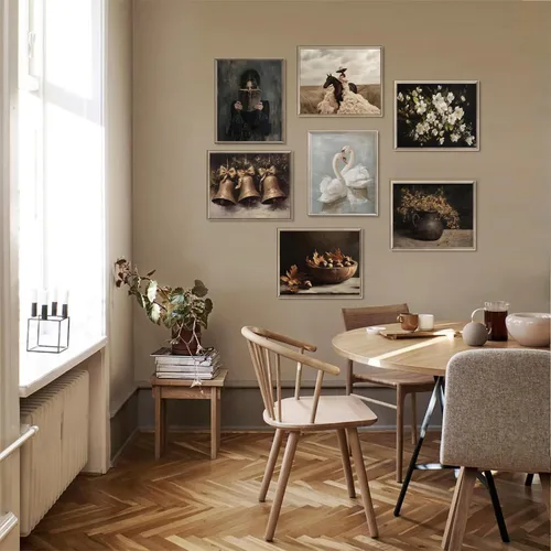 Vista 4 de YUECOSHMAO Arte de Pared en Lienzo Vintage Arte Antiguo Navideño de Granja Cartel de Invierno Cuadros de Regalo de Vacaciones Impresiones