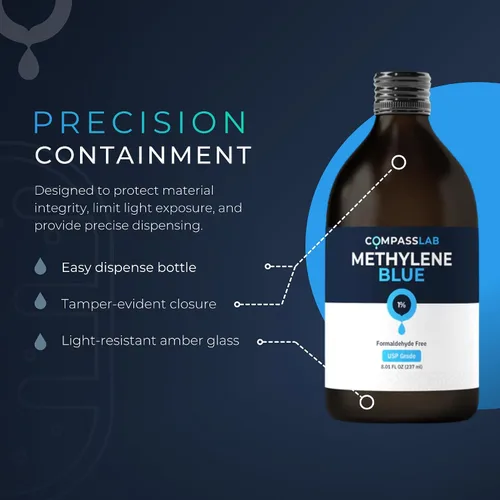 Vista 6 de Suplemento dietético de grado farmacéutico azul de metileno, grado USP, probado por terceros para la salud cerebral para humanos, sin formaldehído