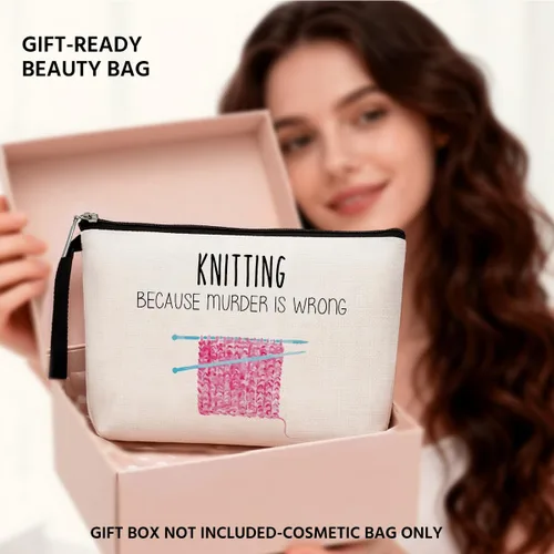 Vista 6 de Hanamiya Na Regalos de Compromiso para Mujeres Bolsa de Maquillaje Divertida de Ganchillo Regalo de Tejer Regalo de Ganchillo Knitting Because M is