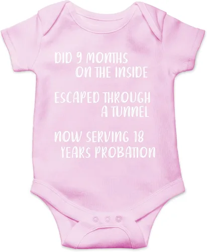 Vista 13 de CBTwear Did 9 Month, Escaped Through a Tunnel, Serving 18 Years Baby Body Unisex Comfy Humor