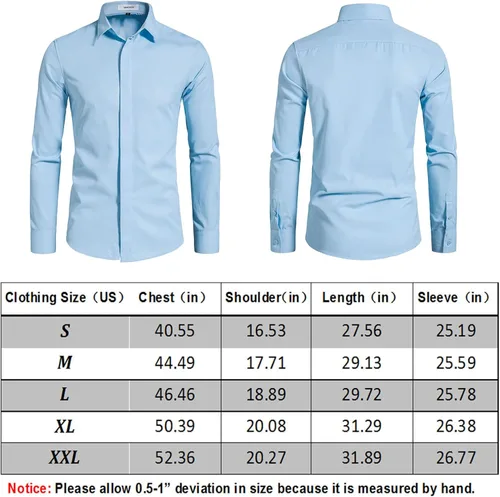 Vista 7 de VANCOOG Camisas de vestir casuales de manga larga para hombre