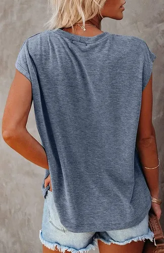 Vista 32 de CNFUFEN Camisetas de manga corta/larga para mujer, a la moda, casual, de verano, ligeras, sólidas, de moda