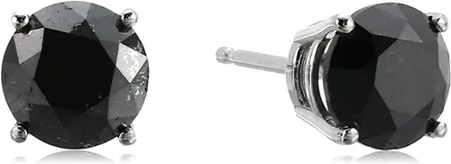 Vista 2 de Aretes de tuerca de diamante negro de 12 ct a 2 ct en oro de 14 quilates, oro blanco, FD9S1.50BLRW