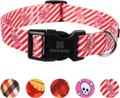 Vista 8 de Maca Bates - Collar de perro ajustable a cuadros para perros pequeños, medianos y grandes, con patrones, collares para perros para niños y niñas