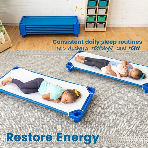 Vista 3 de ECR4Kids Cama/catre estándar para niños pequeños (Paquete de 6), Azul, 1
