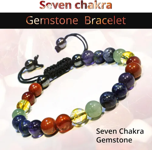 Vista 218 de Adjustable Crystal Bracelet – Gemstone Bead Bracelet with Adjustable Macrame String – Chic Gemstone Bracelet for Men and Women – 8mm Round Healing