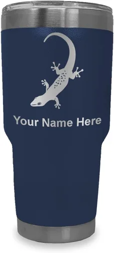 Vista 27 de LaserGram 20oz Vacuum Insulated Tumbler Mug, Gecko, Personalized Engraving Included (Black)