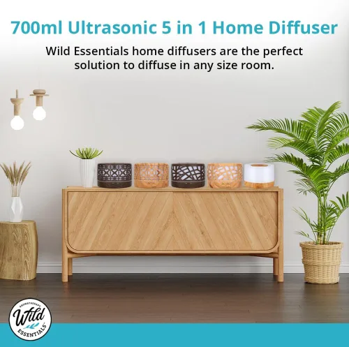 Vista 2 de Wild Essentials - Difusor de aceite esencial de diseñador de 23.7 fl oz para habitación grande, vaporizador ultrasónico de aromaterapia 5 en 1