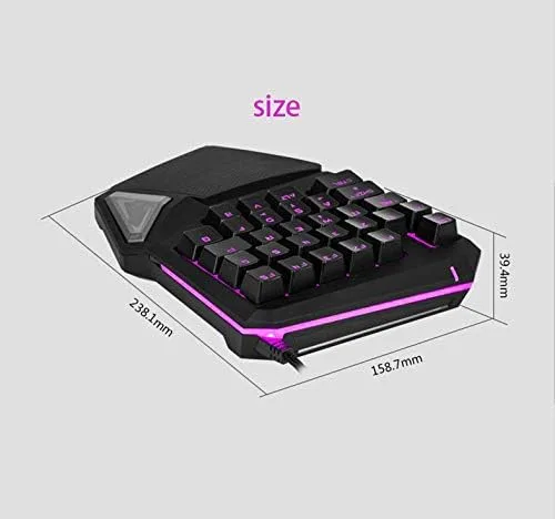 Vista 7 de YMNL Controlador de juego con cable USB mango de teclado 2 en 1 para PC de League of Legends operación con una sola mano