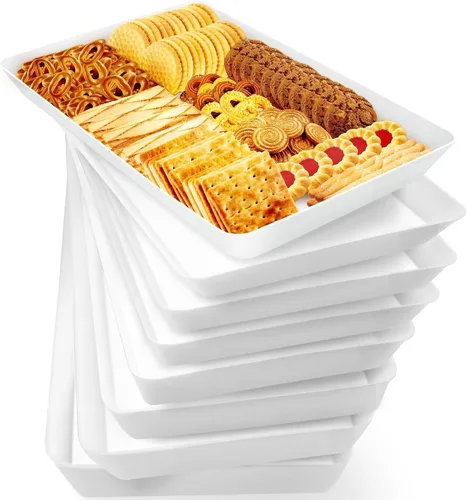Vista 19 de WOWBOX 4 bandejas de servir para entretenimiento, platos para servir aperitivos, frutas, galletas, postres, bandejas de plástico reutilizables