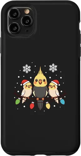 Vista 13 de Bird Cockatiel Holiday Trio Perched Cartoon Cheer Case for iPhone 16