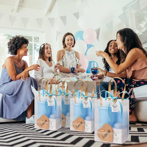 Vista 7 de 56 premios de baby shower para ganadores de juegos, regalos de baby shower, incluyendo vaso de plástico, cuaderno, velas perfumadas, bolígrafos Azul