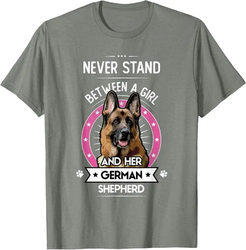Vista 59 de Never Stand Between A Girl and Her German Shepherd T-Shirt Asphalt Grey