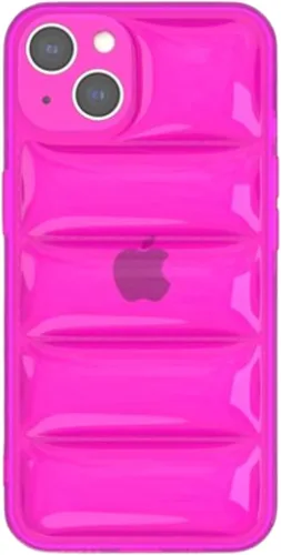 Vista 2 de FELONY CASE - Funda iPhone 13 Rosa Neón Acolchada, Funda Brillante Transparente con Parachoques a Prueba de Golpes - Funda Protectora Flexible