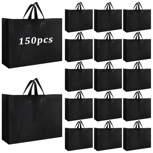 Vista 10 de Amylove 80 bolsas de regalo transparentes a granel con asa, bolsa de plástico esmerilado, embalaje reutilizable, envoltura de golosinas