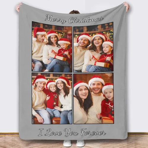 Vista 18 de Mantas de fotos personalizadas, 10 fotos personalizadas, mantas de imagen personalizadas, regalos para hermana, papá, mamá, hija, hijo