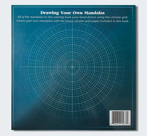 Vista 4 de Koala Tools Libro para colorear mandala con plantillas de cuadrícula circular para dibujar tus propios mandalas - 50 ilustraciones originales