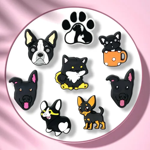 Vista 2 de Fohiahfce Dijes para zapatos de gato y perro que se adaptan a sandalias de zueco, decoración de zapatos, accesorios de animales negros para niños