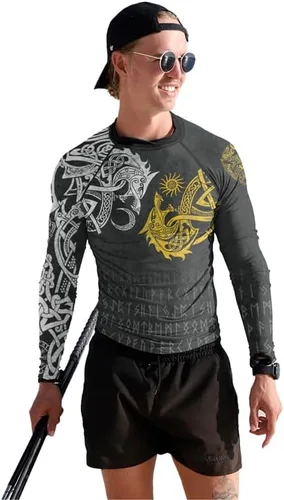 Vista 4 de Viking Tatoo - Camisas de compresión para hombre, manga larga, protección contra erupciones para MMA, BJJ, Grappling Base Layer Combat