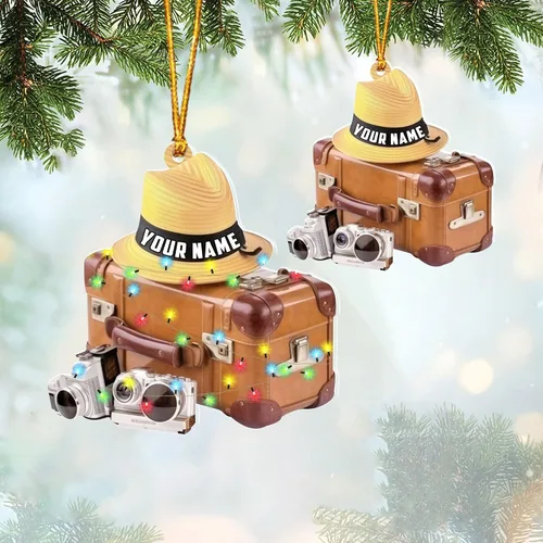 Vista 17 de Adorno personalizado para cámara, adornos de cámara personalizados para árbol de Navidad, cámara de película, adorno de Navidad, adorno