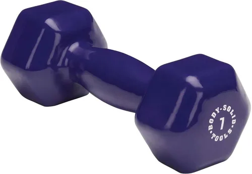 Vista 4 de Body-Solid Tools - Mancuerna de vinilo para entrenamiento aeróbico y terapia física, pesas de mano para mujeres, mancuernas hexagonales Rosa