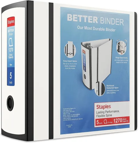 Vista 13 de Carpeta con anillos en forma de "D" de 1 pulgada para mejor visualización Staples, Negro