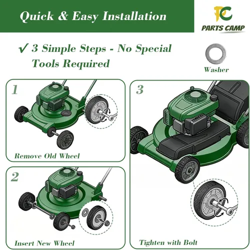 Vista 6 de Arnold 490-324-0002 - Rueda trasera de repuesto de 12 pulgadas para cortacésped, rueda de plástico de 12 x 1.75 pulgadas, compatible con cortacésped