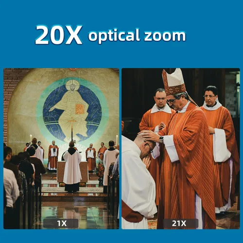 Vista 2 de Cámara 4K NDI con seguimiento automático AI Zoom óptico 21X HDMI/SDI/USB 3.0/PoE/IP PTZ Cámara 4K para adoración a la iglesia, eventos en vivo