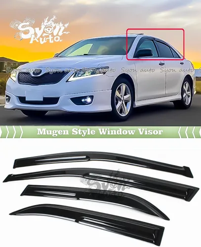 Vista 2 de Compatible con Toyota Corolla JDM 2009-2013 3D ondulado estilo Mugen Visera de ventana de protección de lluvia