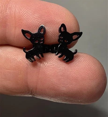 Vista 2 de Aretes de acero inoxidable para cachorros, hipoalergénicos, para mujeres y niñas, amantes de los animales, joyería de Navidad, regalos de fiesta