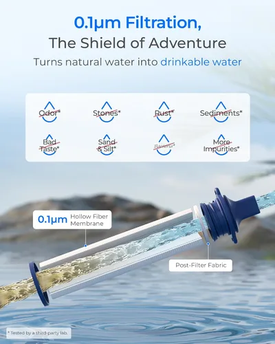 Vista 5 de Waterdrop Paja de filtro de agua por gravedad, sistema de filtración de agua para campamento, purificador de agua de supervivencia para viajes