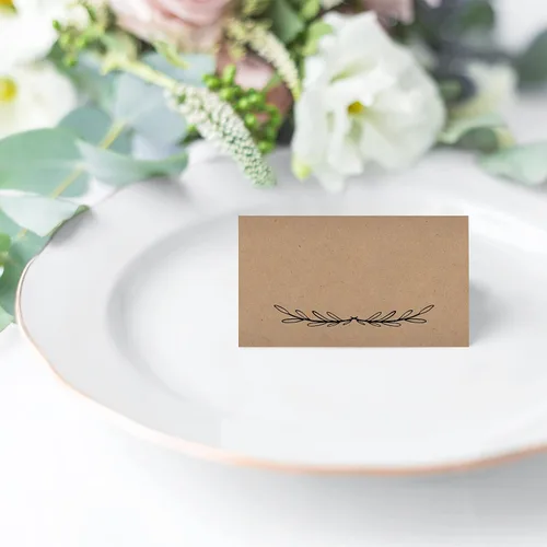 Vista 4 de 25 tarjetas rústicas de papel kraft para mesa de tienda de campaña para boda, Acción de Gracias, Navidad, vacaciones, Pascua, catering, bufé