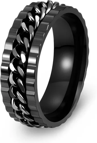 Vista 27 de Anillos giratorios para hombres y mujeres, anillos de ansiedad para hombres, anillos de cadena para adultos, anillos de titanio y acero
