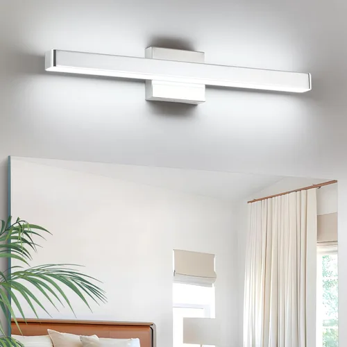 Vista 13 de Barra de luz LED moderna para tocador de baño (16 pulgadas, blanco frío 6000 K), accesorios de iluminación de pared de baño de acrílico moderno