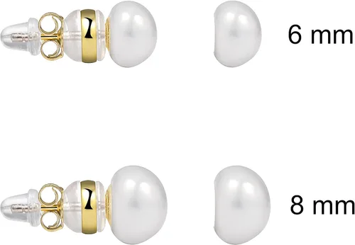 Vista 5 de Cowlyn Aretes de perlas I cultivadas en agua dulce, chapados en oro de 14 quilates, AAAAAAA+ de calidad seleccionada a mano, joyería hipoalergénica