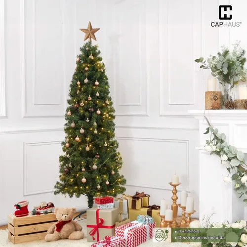 Vista 7 de Fencer Wire Árbol de Navidad Artificial Preiluminado Tipo Lápiz de 6 Pies con 250 Luces LED, Árbol de Navidad Delgado Premium con 618 Puntas