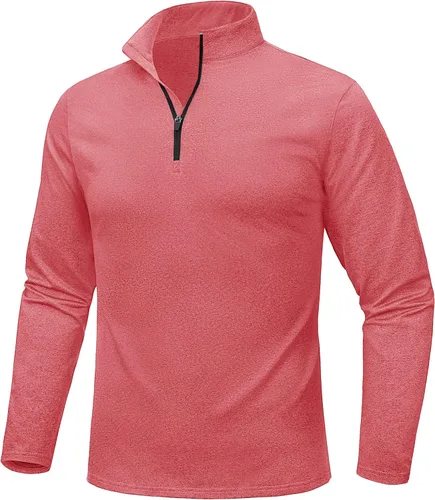Vista 31 de MAGCOMSEN Sudadera de golf de manga larga con forro polar para hombre, con cremallera de 1/4, térmica, para correr