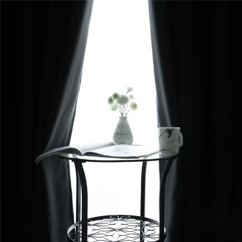 Vista 3 de MANGATA CASA Cortinas opacas negras con ojales, 2 paneles para dormitorio, panel de cortina de ventana para sala de estar, cortinas térmicas de Negro