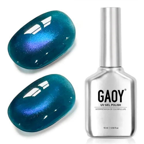 Vista 54 de GAOY Esmalte de uñas de gel Brown Cat Eye, 4629 azul ámbar, 0.5 fl oz Ámbar azul