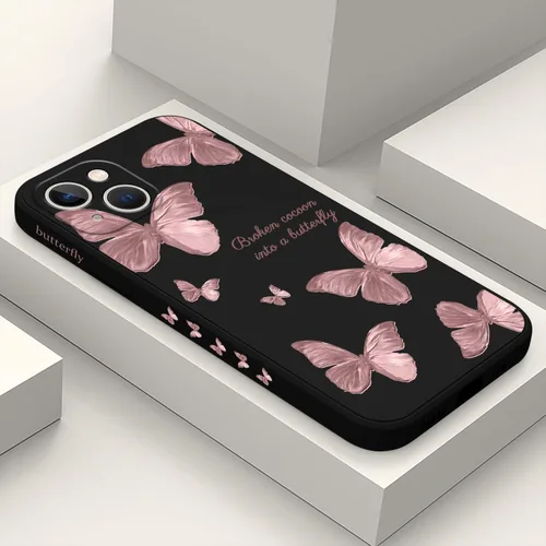 Vista 21 de LEECG Funda para iPhone 13 con diseño de mariposas y flores, diseño de astronauta, funda de teléfono con forro de microfibra suave, funda delgada