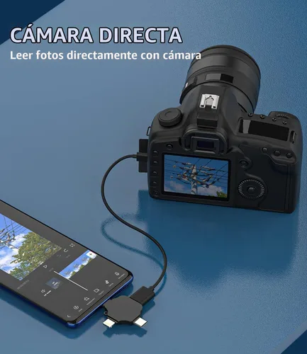 Vista 3 de Adaptador OTG USB a Lightning Micro USB tipo C (3 en 1) compatible con Samsung LG Apple iPhone15 14 13 12 Pro Max Plus iPad Air Mini cámara lector