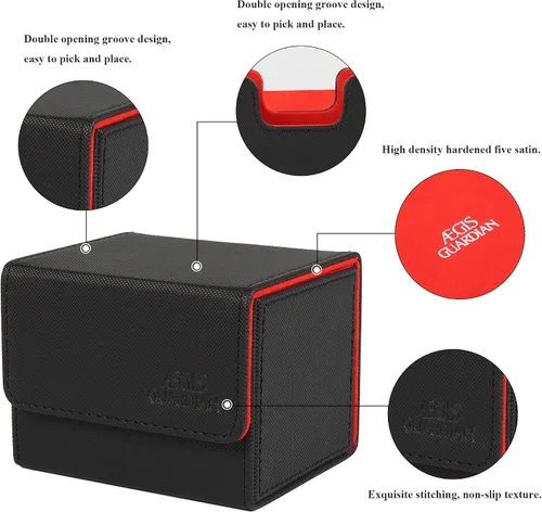 Vista 2 de AEGIS GUARDIAN Commander - Caja mágica de cubierta para CCG TCG con capacidad para más de 100 tarjetas con mangas, caja de cuero para tarjetas 1-1