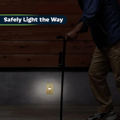 Vista 3 de TOPGREENER Receptáculo de luz de guía LED con sensor automático de luz diurna, salida de pared decorativa de luz nocturna, receptáculo resistente a