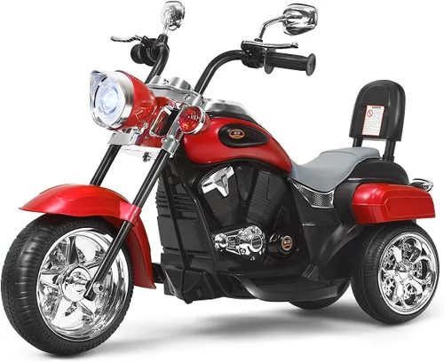 Vista 11 de Costzon Motocicleta para Niños, Motocicleta Chopper de Paseo Alimentada por Batería de 6V con Bocina, Faro, Juguetes de Paseo Estables de 3 Ruedas