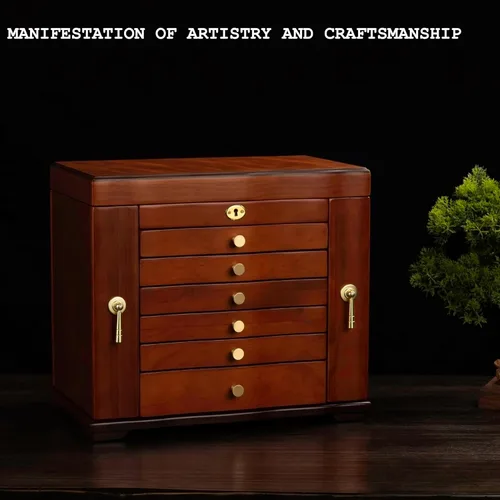Vista 6 de Joyero de madera, cajas de joyería para mujeres, caja de joyas y organizadores con colgador de collares, organizador de joyas, caja